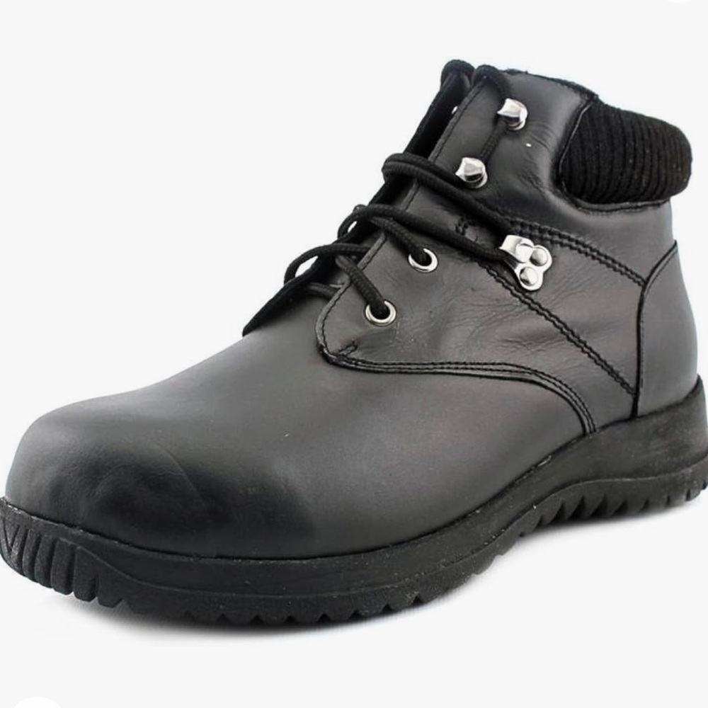 Wanderlust Boston Boots Ankle Black Lace Up Knit Collar Leather Cabincore Sz 9